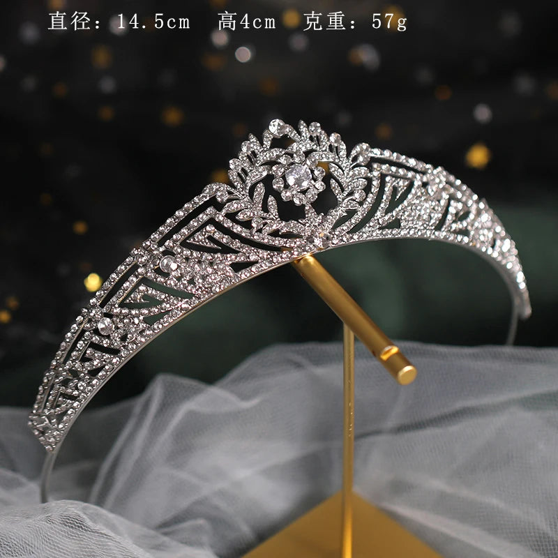 Baroque Silver Color Crystal Flower Bridal Tiaras Crown Rhinestone Pageant Diadem Bride Headband Wedding Hair Accessories Bijoux