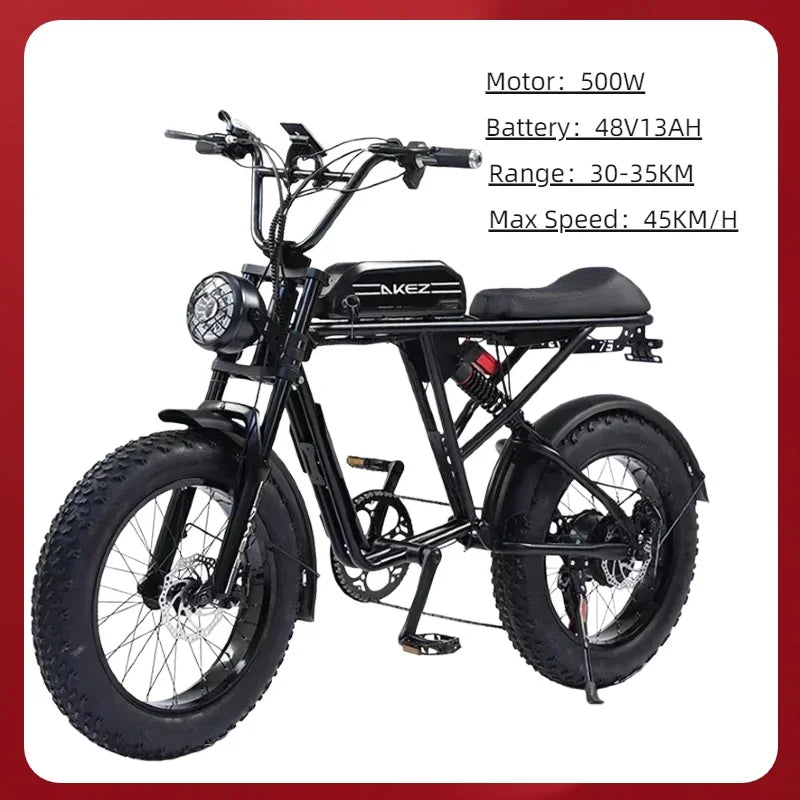 Mountain Adult Akez Electric Bicycler 1500W motor 48V 36AH Removable lithium Battery E bike 20 inch Tire Off-road Electric Bike