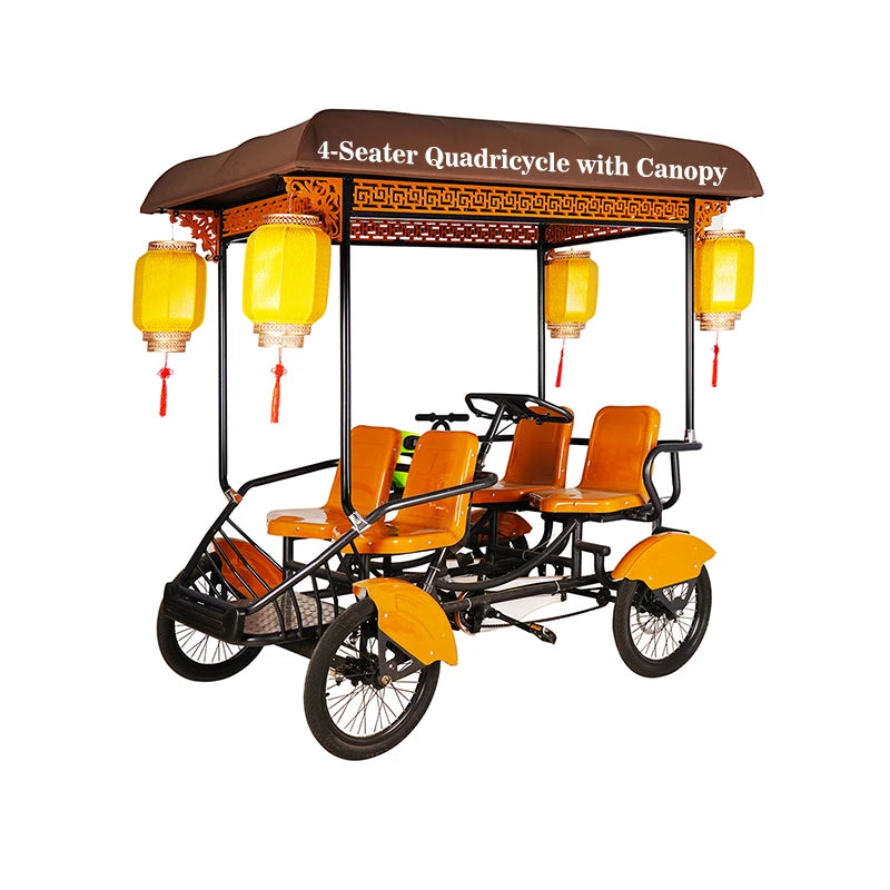 Four-wheel Four-seater Pedals, Electric Surrey Bicycle Park Tourist Venues for Family Use