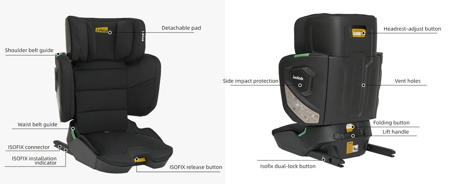 Jovikids Rober Portable Highback Baby Car Seat Booster i-Size 100-150cm