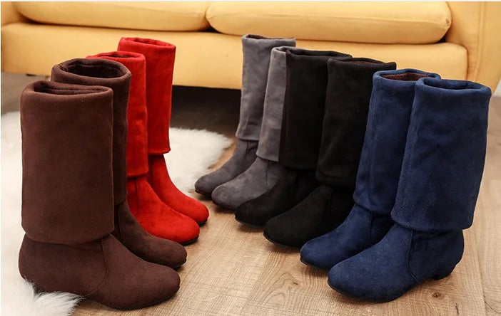 new Hot Women Boots Autumn Winter Ladies Fashion Flat Bottom Boots Shoes Over The Knee Thigh High Suede Long Boots