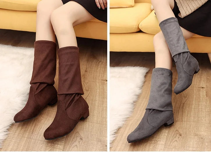 new Hot Women Boots Autumn Winter Ladies Fashion Flat Bottom Boots Shoes Over The Knee Thigh High Suede Long Boots