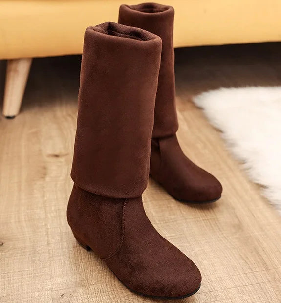 new Hot Women Boots Autumn Winter Ladies Fashion Flat Bottom Boots Shoes Over The Knee Thigh High Suede Long Boots