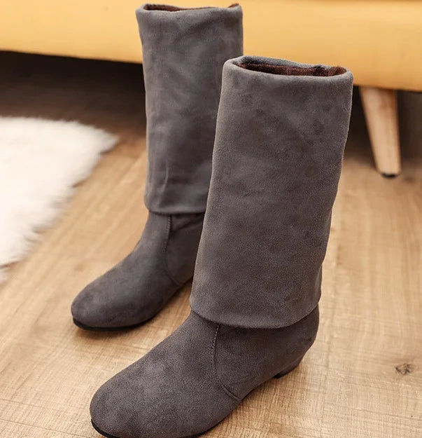 new Hot Women Boots Autumn Winter Ladies Fashion Flat Bottom Boots Shoes Over The Knee Thigh High Suede Long Boots