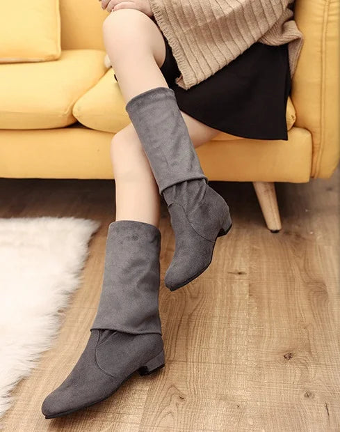new Hot Women Boots Autumn Winter Ladies Fashion Flat Bottom Boots Shoes Over The Knee Thigh High Suede Long Boots