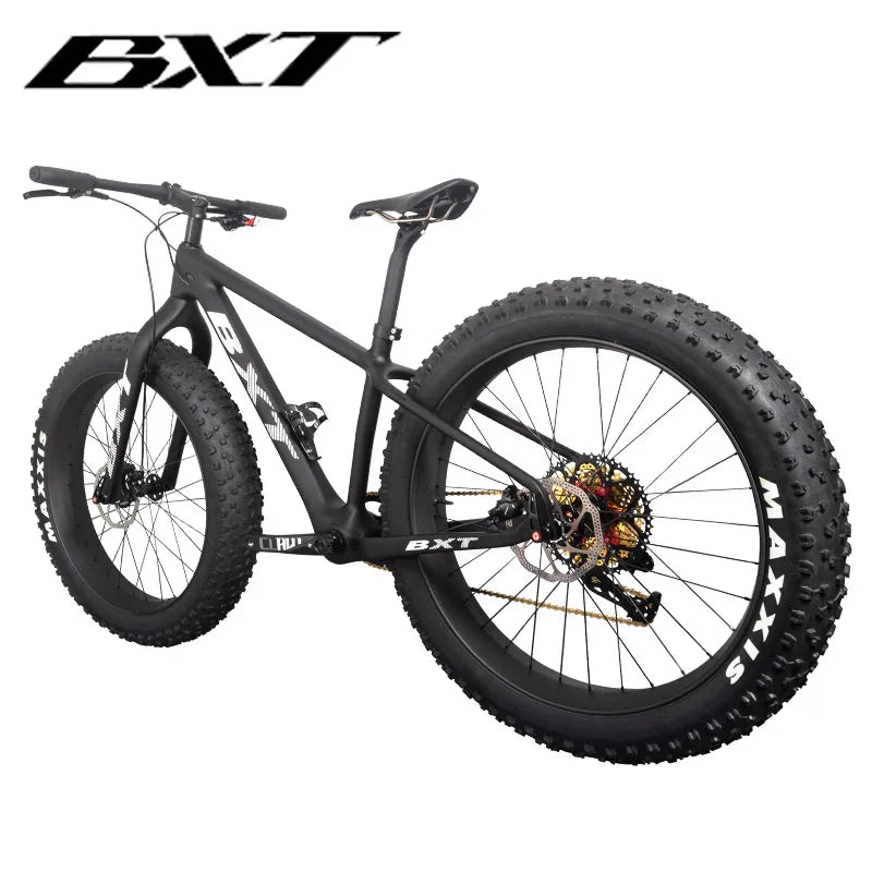 Full Carbon Fiber Mountain Bike 26er Complete Snow Bike Beach Sand Bicycles for Teenager Fat Wide Tyre 12 Speed