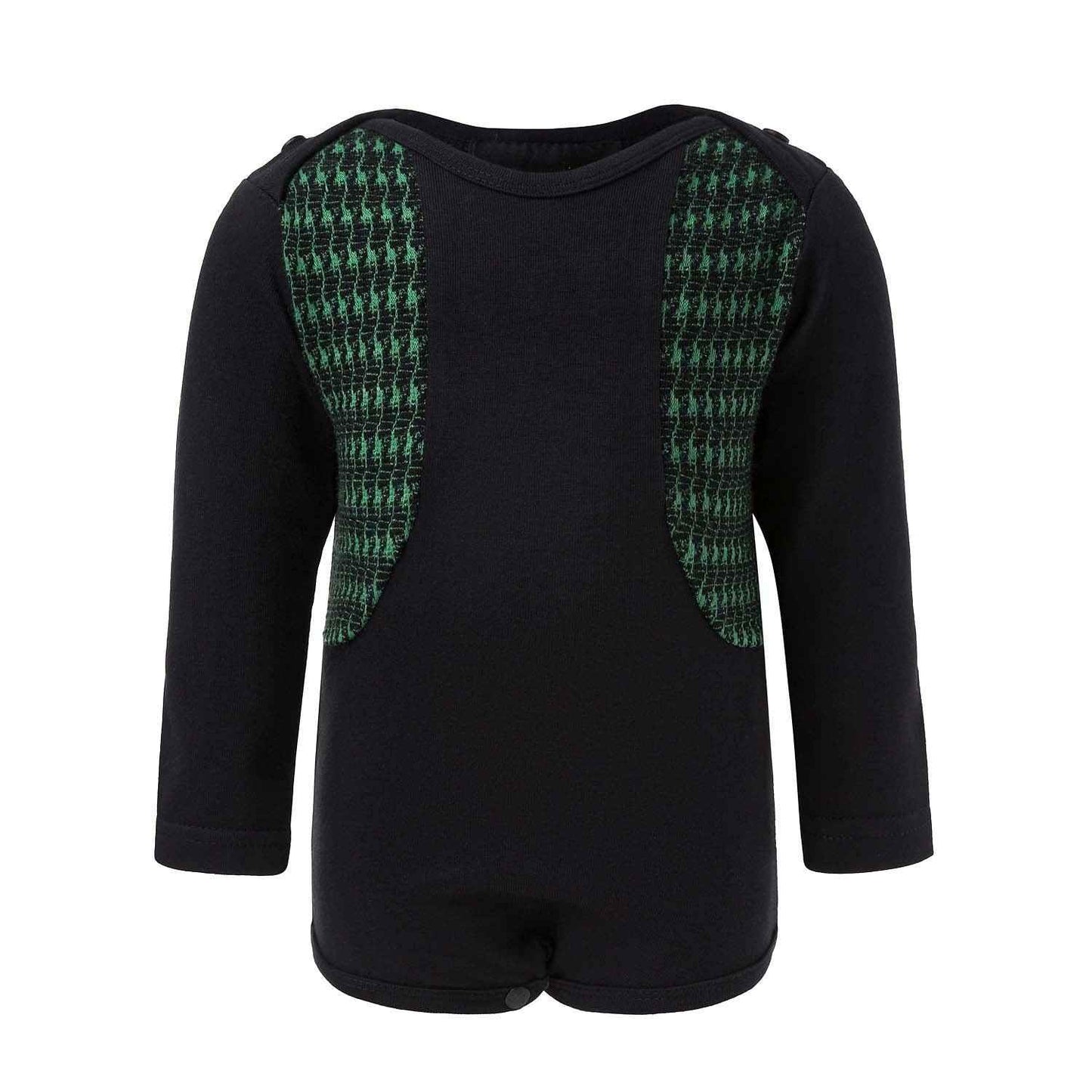 Black Onesie with Green Elements
