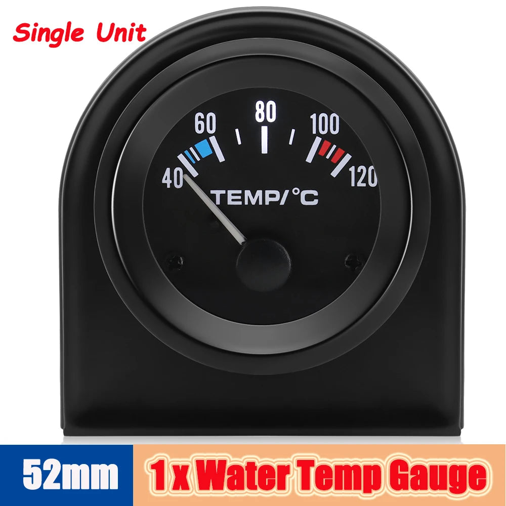 Auto Temperature Meter with Sensor 1/8 NPT 52mm LED Digital Oil /Water Temp Indicator PSI Oil Press Black Gauge Fit Gasoline Car