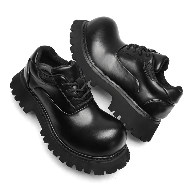 Upturned Head Platform Soles Men's and Women's Niche Couples Casual Genuine Leather Functional Wind High Street Derby Shoes