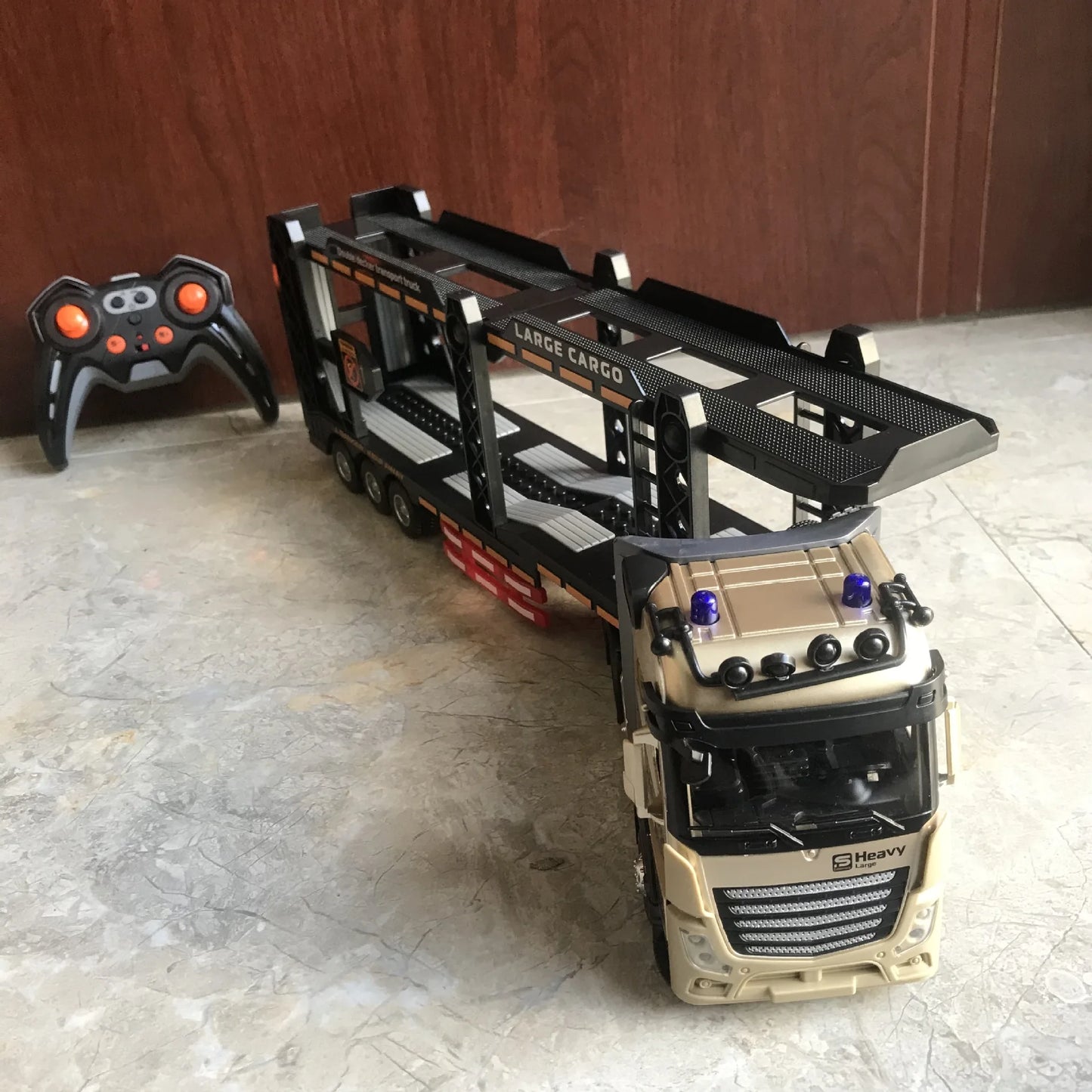 RC Car Big Remote Control Oil Tank Truck 9CH Alloy Electronic Simulation Trailer LED Music RC Container Truck Rechargeable Toy