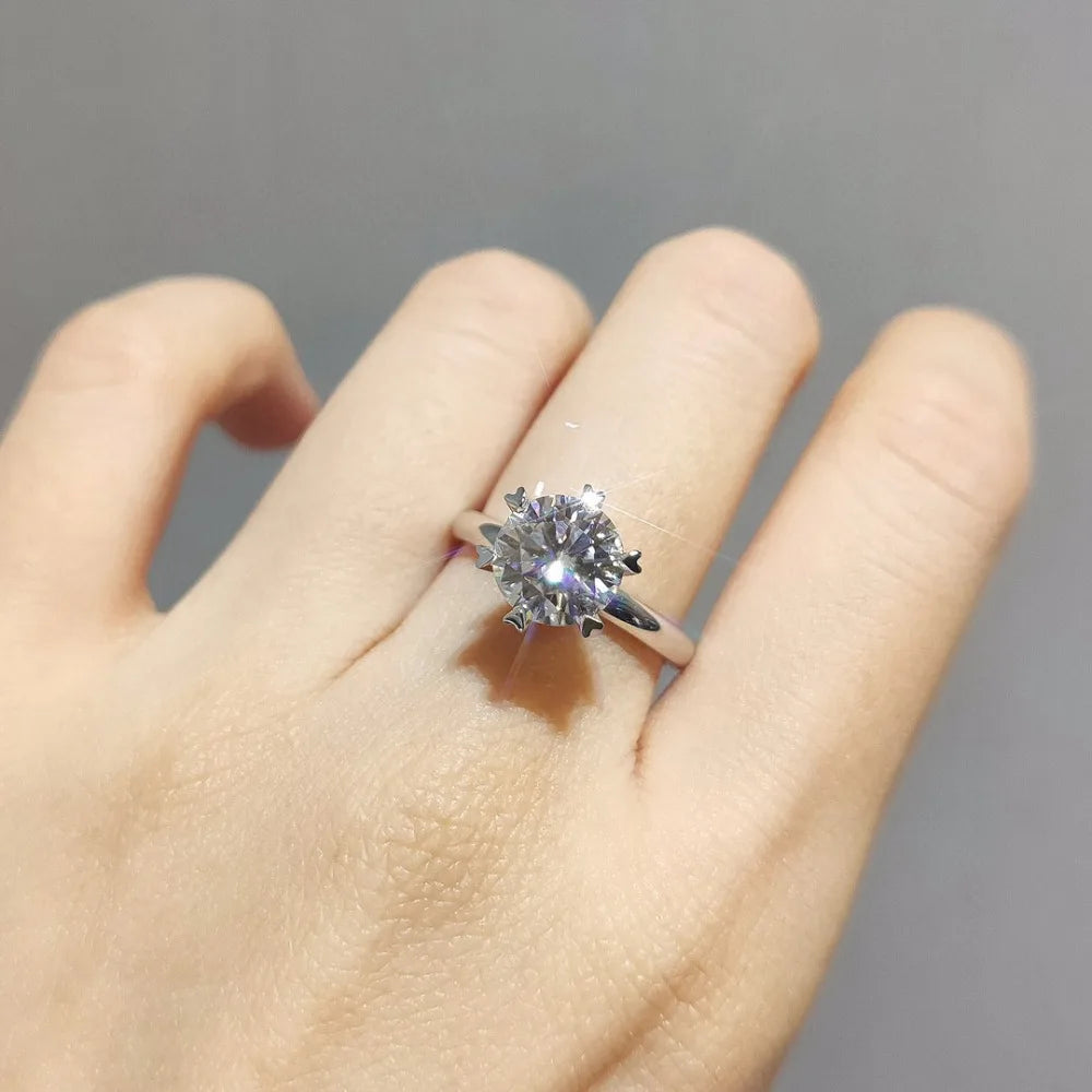 Solitaire 2ct Diamond cz Promise ring 925 sterling silver Engagement Wedding Band Rings for women Bridal Fine Party Jewelry Gift