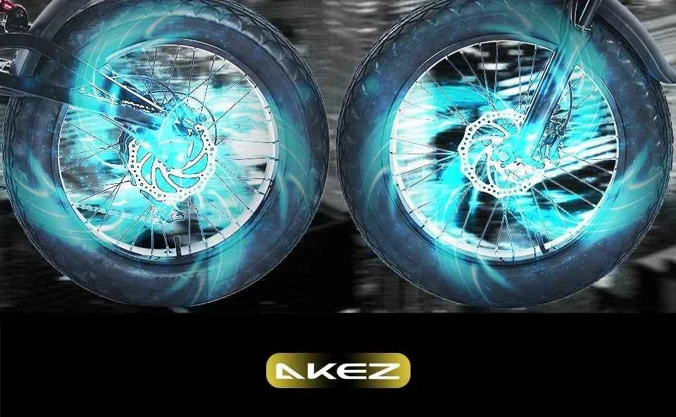 Electric Bicycle AKEZ Dual shock absorption 1500W motor 48V18AH battery Electric Bike 20 inch tire fat mountain off-road E-Bike