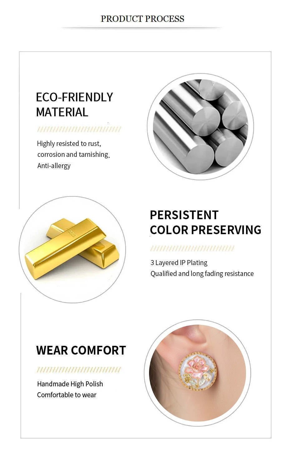 Classic Malachite Green Enamel Circle Stud Earrings18K Gold Plated Vintage Design Women's Jewelry for Daily Party Holiday