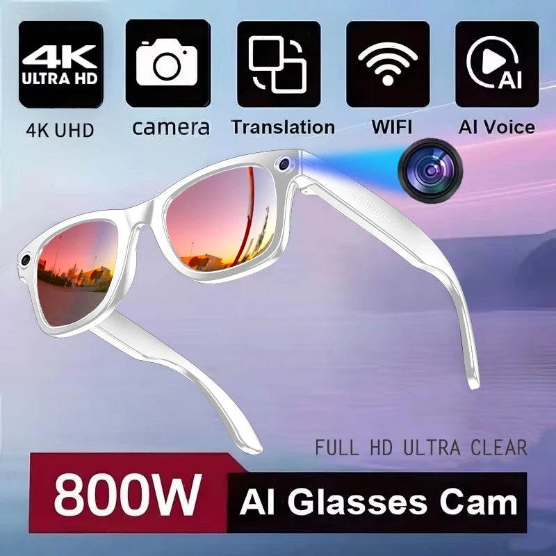 World Premiere 2026 New AI Shooting Glasses 4K HD 800W Pixels Camera Bluetooth Call Voice Assistant AI Translation Smart Glasses