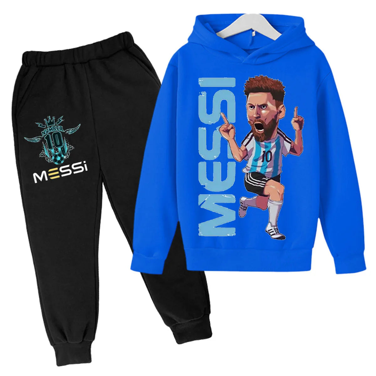 Messi Football Children's Spring and Autumn Long Sleeve Jumpsuit+Sports Pants Baby 3-15 Year Old Boys and Girls' Football Jersey