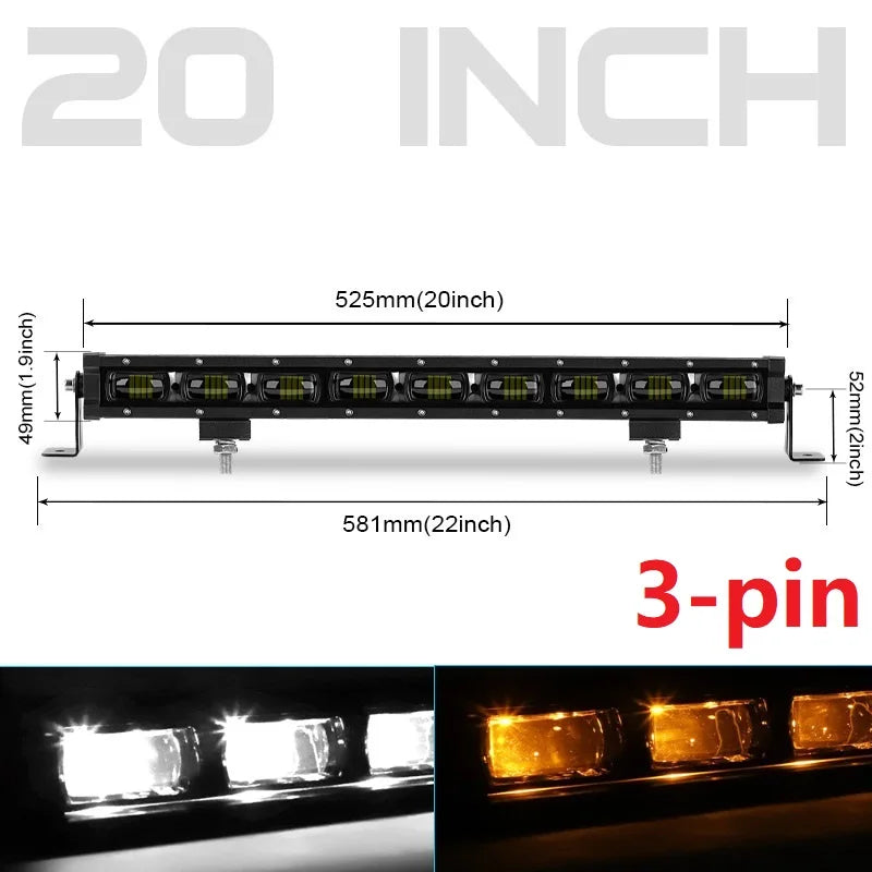 RACBOX 8 14 20 inch 6D Lens Single Row Led Light Bar for Jeep Lada Offroad ATV UTV UAZ Car Driving Work Light 12V 24V Fog Lamp
