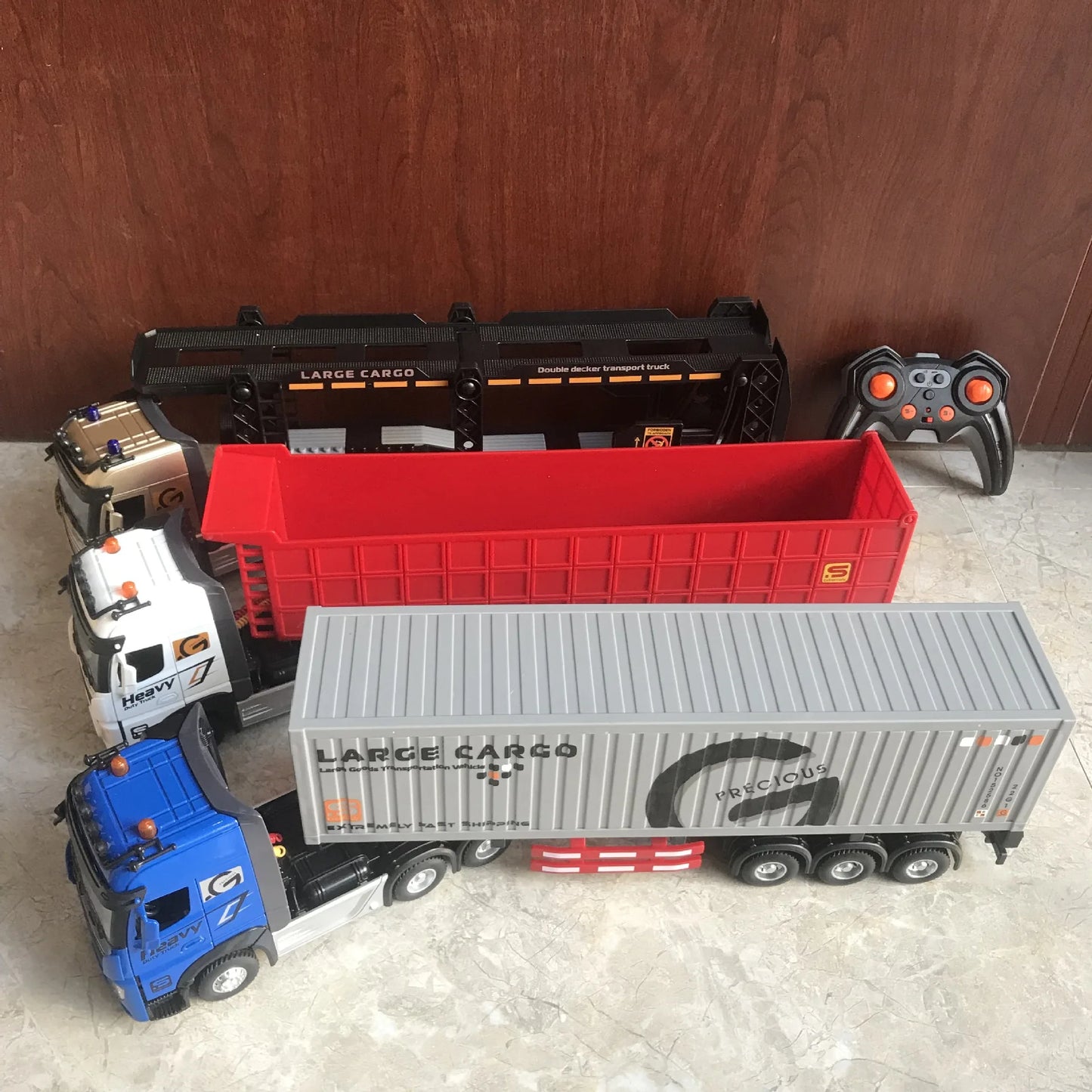 RC Car Big Remote Control Oil Tank Truck 9CH Alloy Electronic Simulation Trailer LED Music RC Container Truck Rechargeable Toy