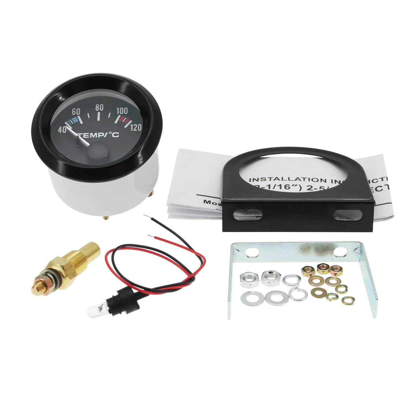 Auto Temperature Meter with Sensor 1/8 NPT 52mm LED Digital Oil /Water Temp Indicator PSI Oil Press Black Gauge Fit Gasoline Car