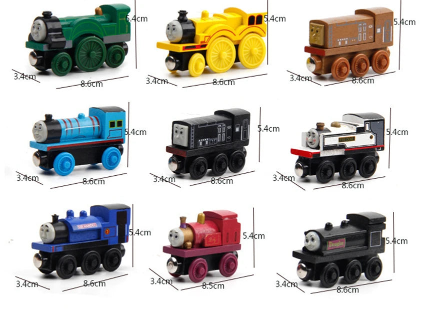 10Pcs/Set Magnetic Wooden Trains Toys Track Railway Vehicle Wood Locomotive Carriage Model For Thomaing Train Toy Gift Children