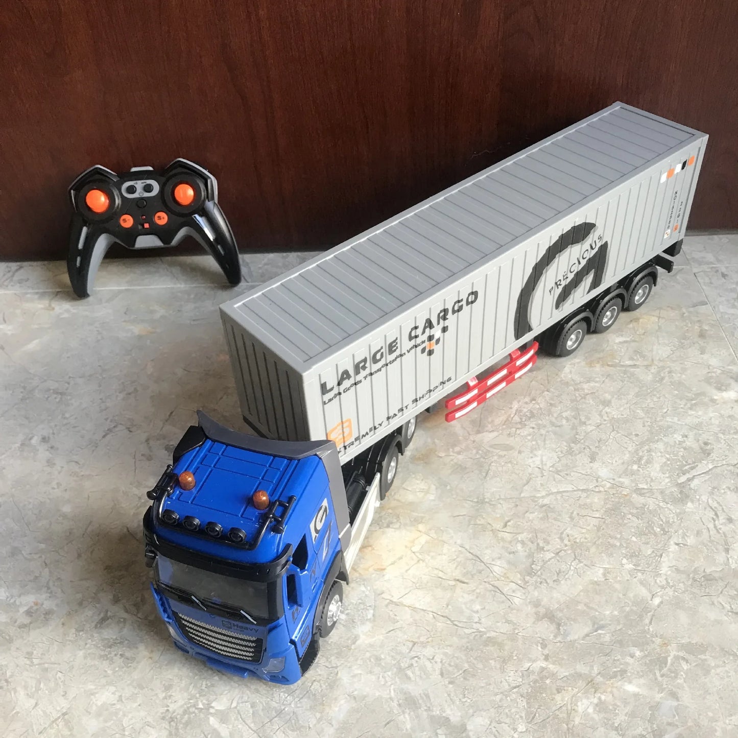 RC Car Big Remote Control Oil Tank Truck 9CH Alloy Electronic Simulation Trailer LED Music RC Container Truck Rechargeable Toy