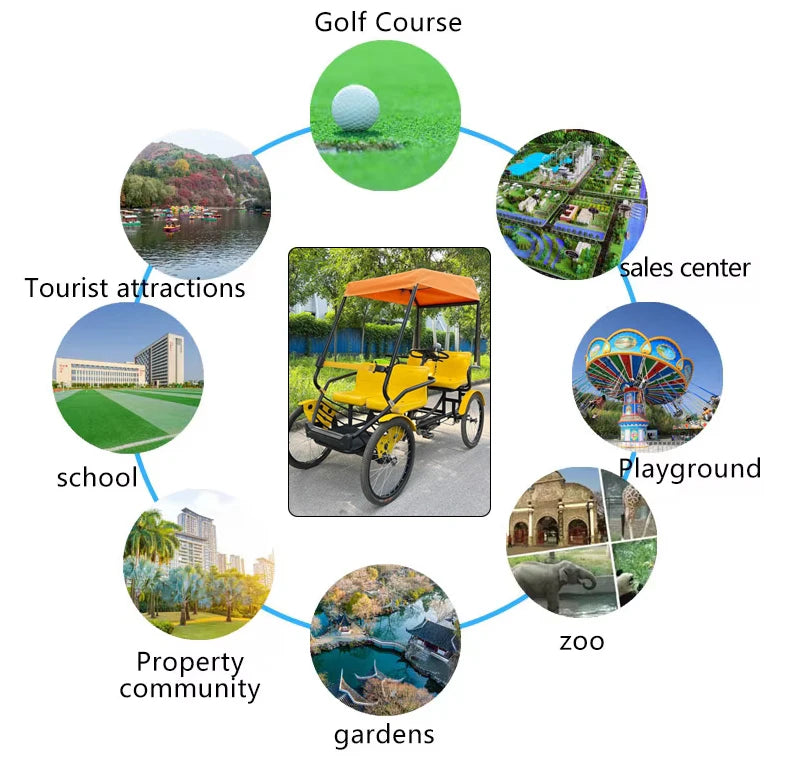 Four-wheel Four-seater Pedals, Electric Surrey Bicycle Park Tourist Venues for Family Use