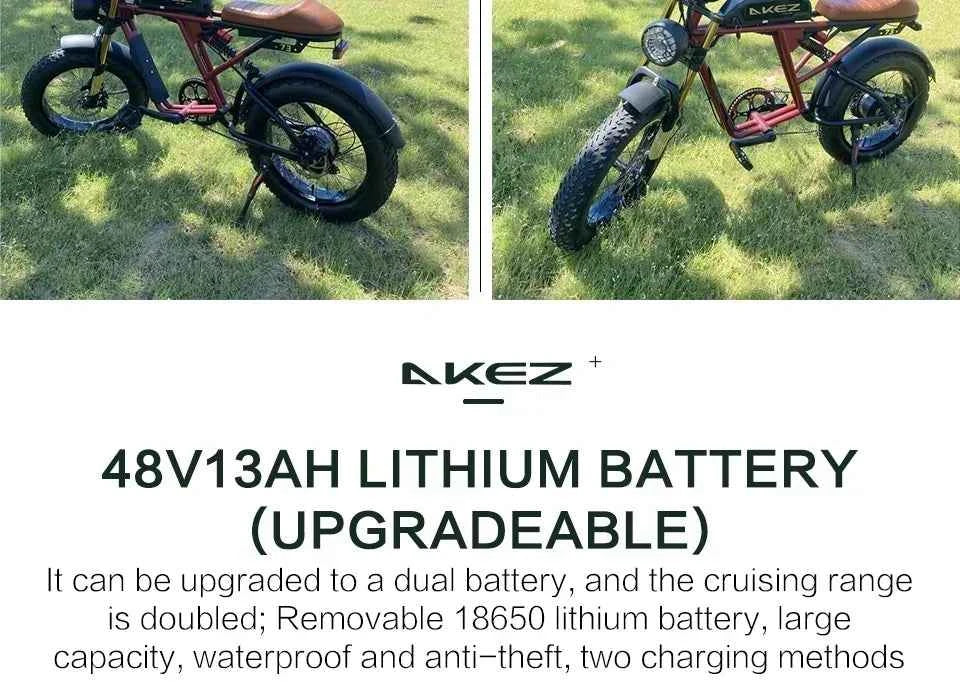 Mountain Adult Akez Electric Bicycler 1500W motor 48V 36AH Removable lithium Battery E bike 20 inch Tire Off-road Electric Bike
