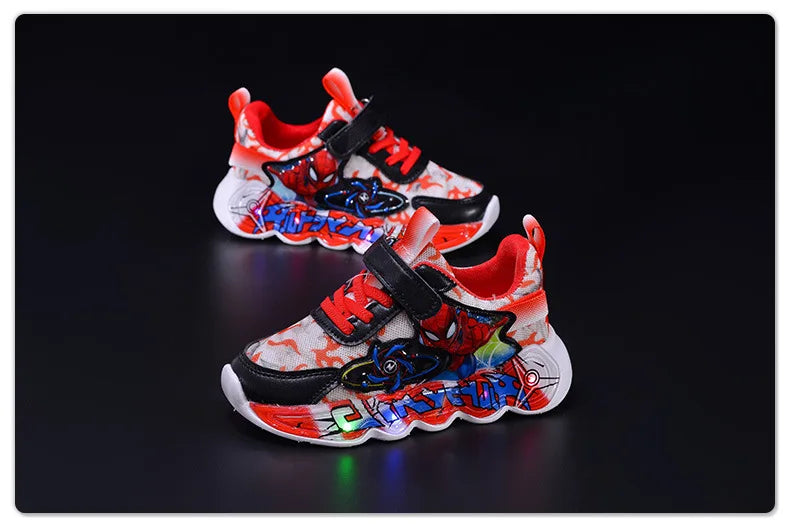 Kids'Casual Shoes Sneakers Led Light Cartoon Mesh For Boys Anti-slip Breathable Soft Bottom  Velcro Blue Red Shoes Size 21-30