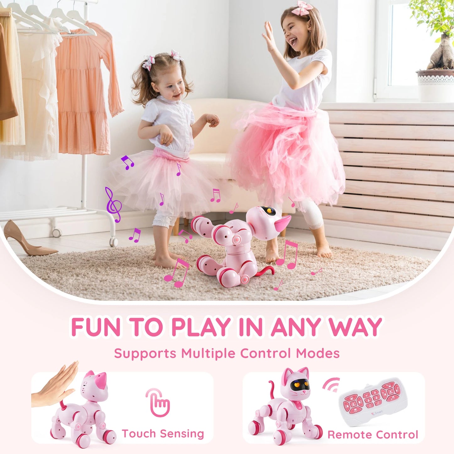 SucceBuy Intelligent Remote Control Robot Cat Electronic Stunt Voice Command Programmable Touch-sense Music Song Children's Toys