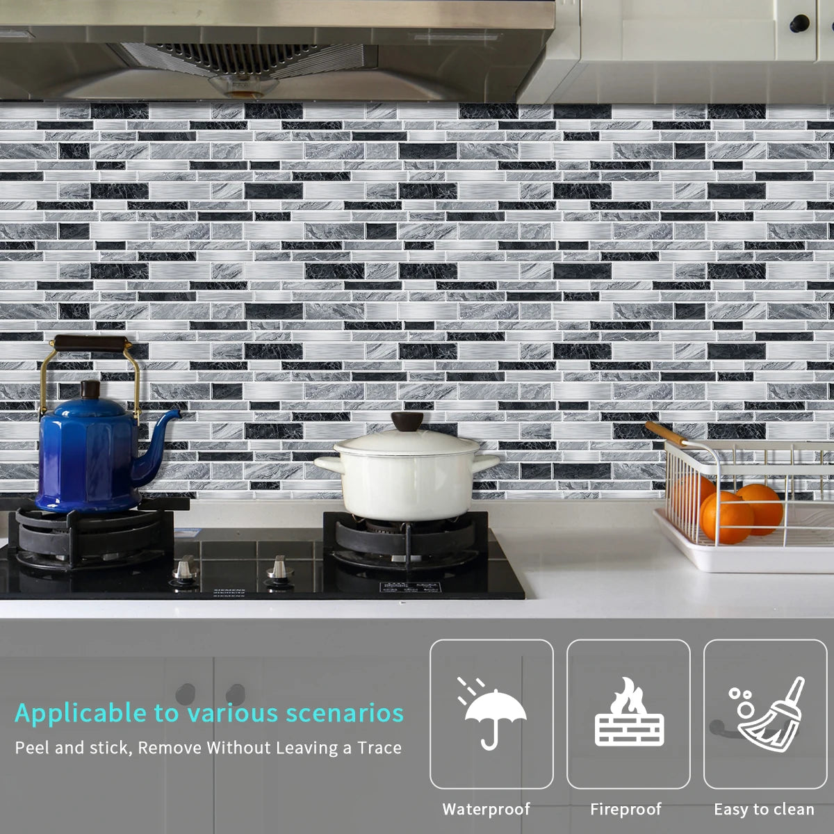 12/24/48 pezzi adesivo per piastrelle stacca e incolla adesivo autoadesivo sul backsplash per piastrelle per cucina, bagno, decorazione della camera da letto