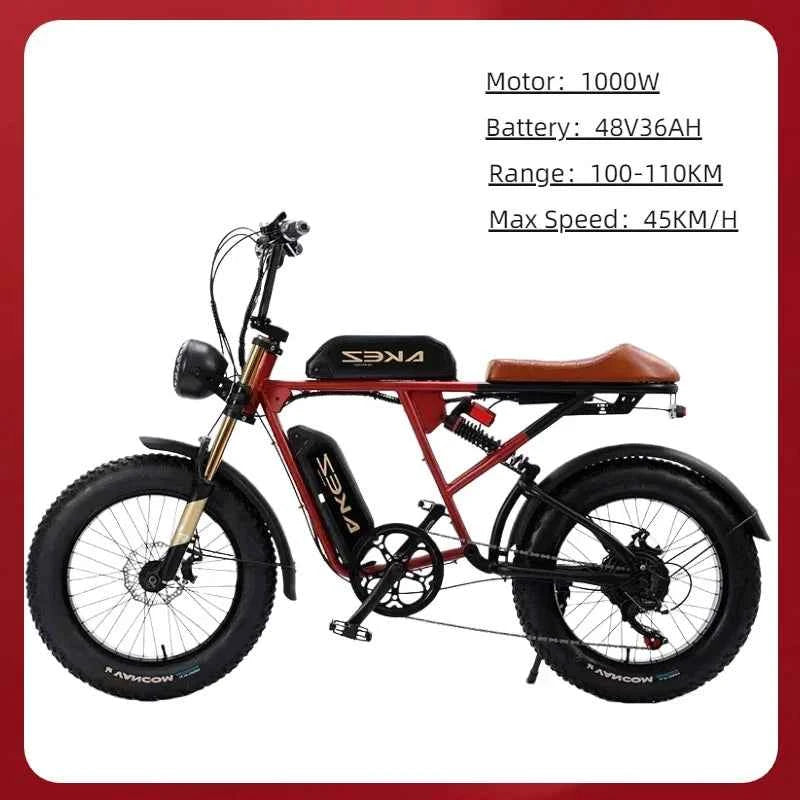 Mountain Adult Akez Electric Bicycler 1500W motor 48V 36AH Removable lithium Battery E bike 20 inch Tire Off-road Electric Bike