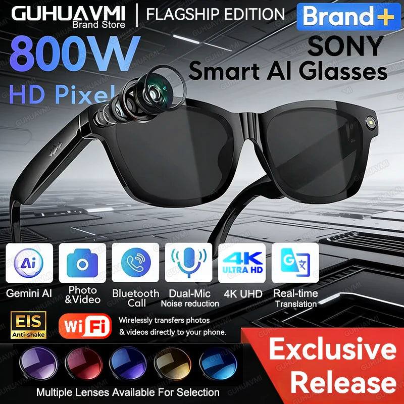 World Premiere 2026 New AI Shooting Glasses 4K HD 800W Pixels Camera Bluetooth Call Voice Assistant AI Translation Smart Glasses