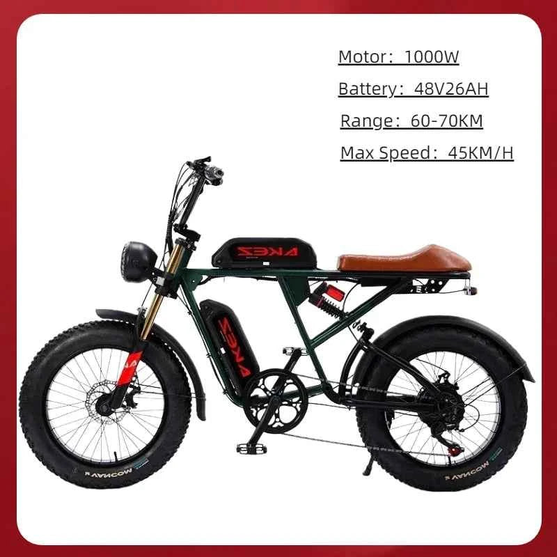 Mountain Adult Akez Electric Bicycler 1500W motor 48V 36AH Removable lithium Battery E bike 20 inch Tire Off-road Electric Bike
