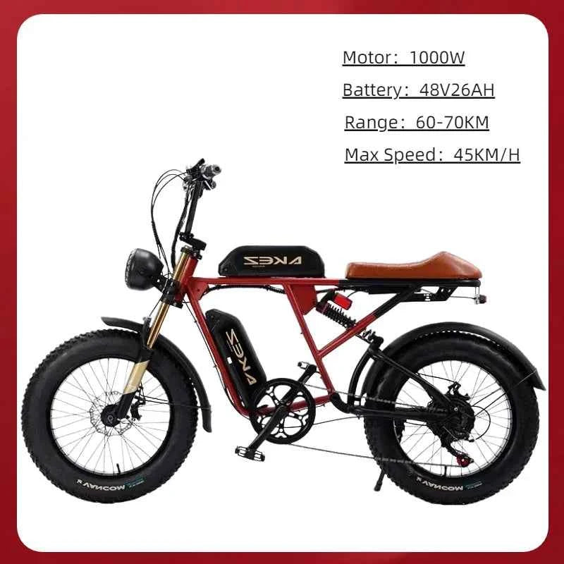 Mountain Adult Akez Electric Bicycler 1500W motor 48V 36AH Removable lithium Battery E bike 20 inch Tire Off-road Electric Bike