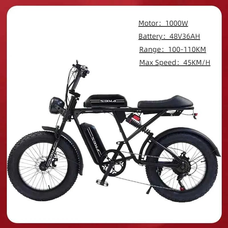 Mountain Adult Akez Electric Bicycler 1500W motor 48V 36AH Removable lithium Battery E bike 20 inch Tire Off-road Electric Bike