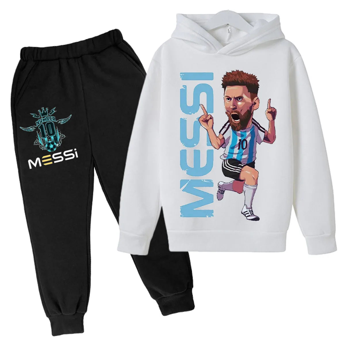 Messi Football Children's Spring and Autumn Long Sleeve Jumpsuit+Sports Pants Baby 3-15 Year Old Boys and Girls' Football Jersey