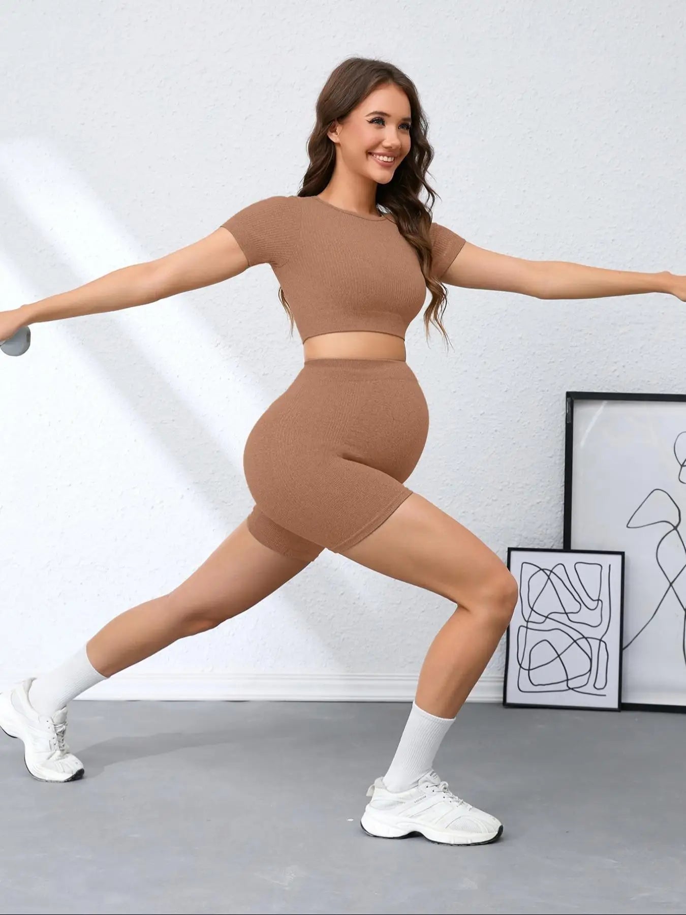 Summer Maternity Safe Pants Wearable Seamless Yoga Pants Anti-exposure Three-quarter Base Shark Pants For Women