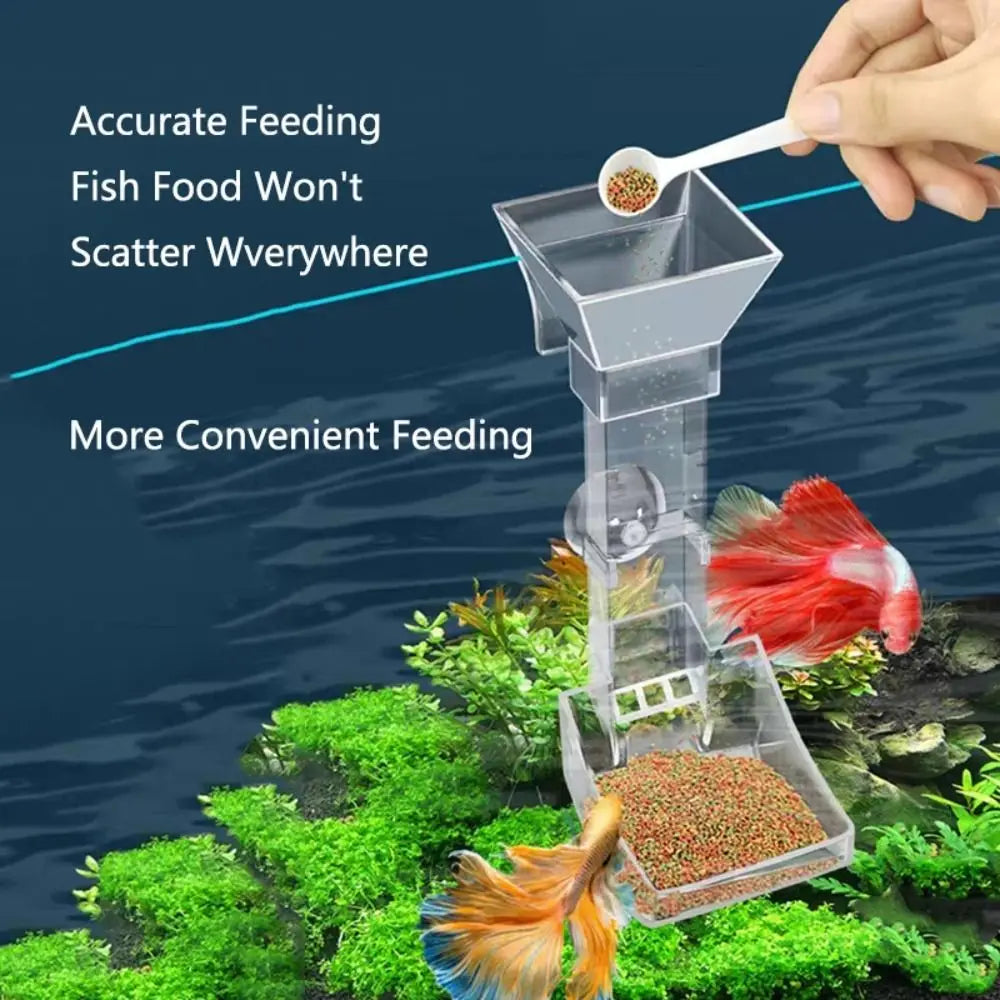 New Transparent Aquarium Fish Tank Feeder Tube Acrylic Fixed Point Fish Tank Food Dispenser with Suction Cup Durable Feeder Bowl