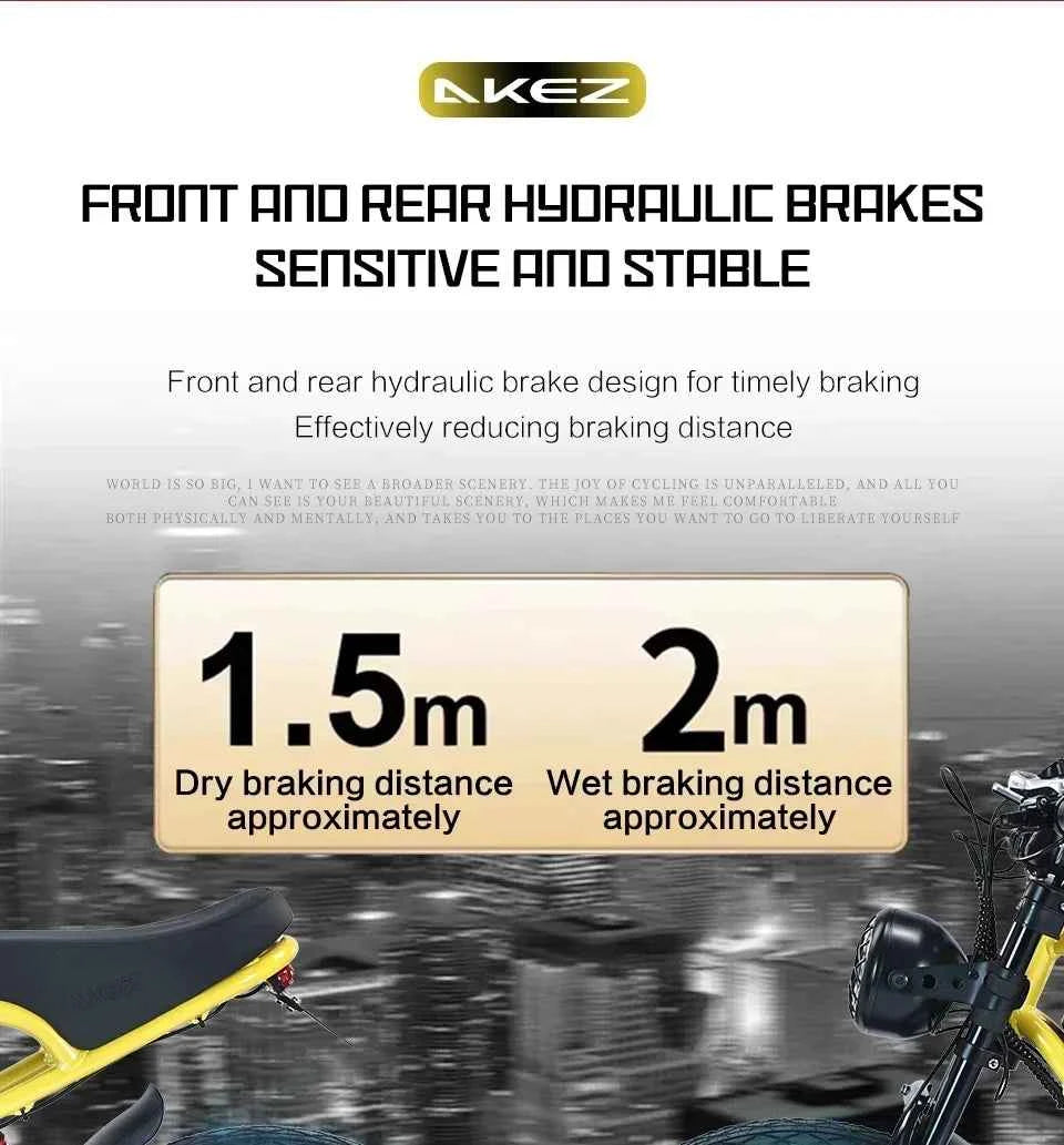 Electric Bicycle AKEZ Dual shock absorption 1500W motor 48V18AH battery Electric Bike 20 inch tire fat mountain off-road E-Bike