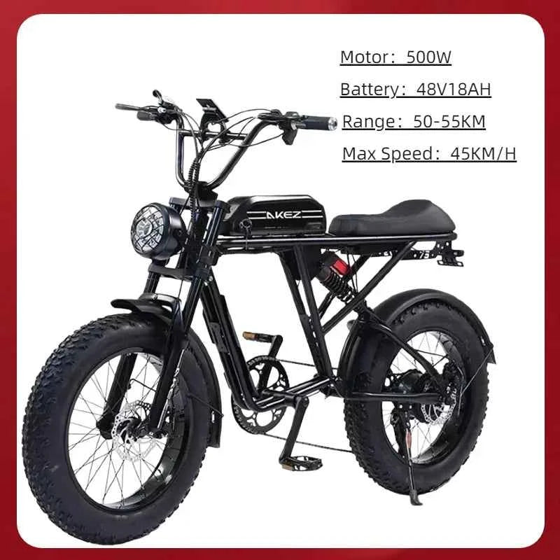 Mountain Adult Akez Electric Bicycler 1500W motor 48V 36AH Removable lithium Battery E bike 20 inch Tire Off-road Electric Bike
