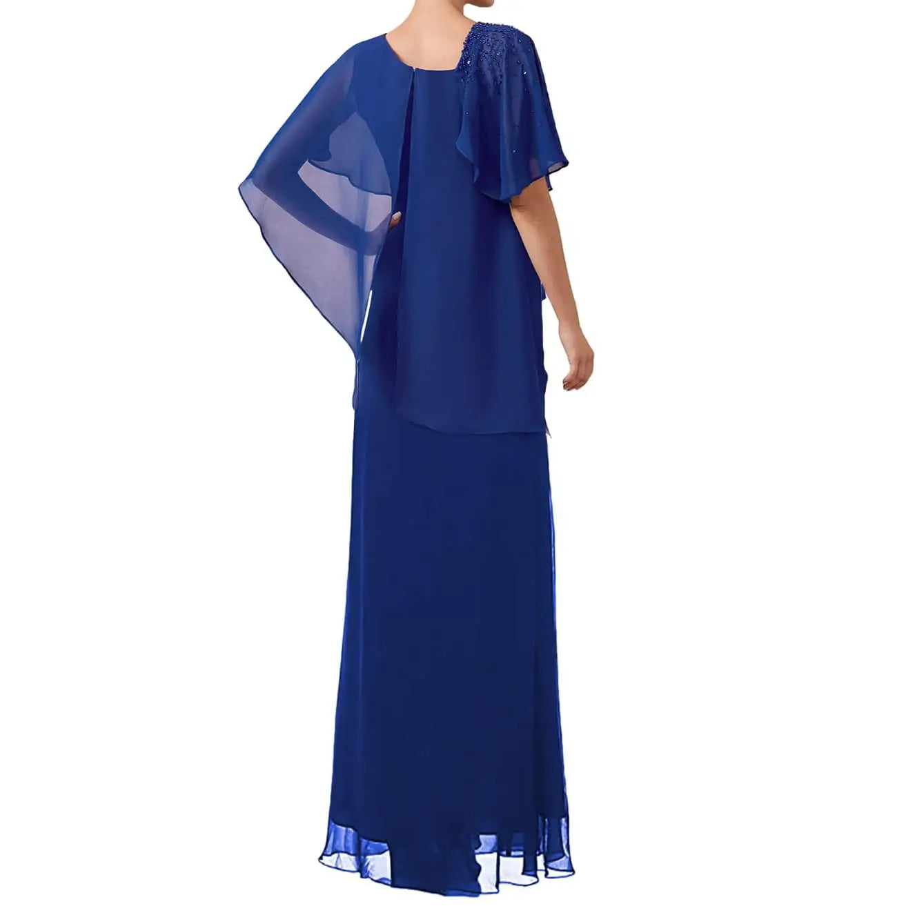 Mother of The Bride Dresses Overlay Cape Chiffon Formal Evening Gowns Long Mother of The Groom Dresses