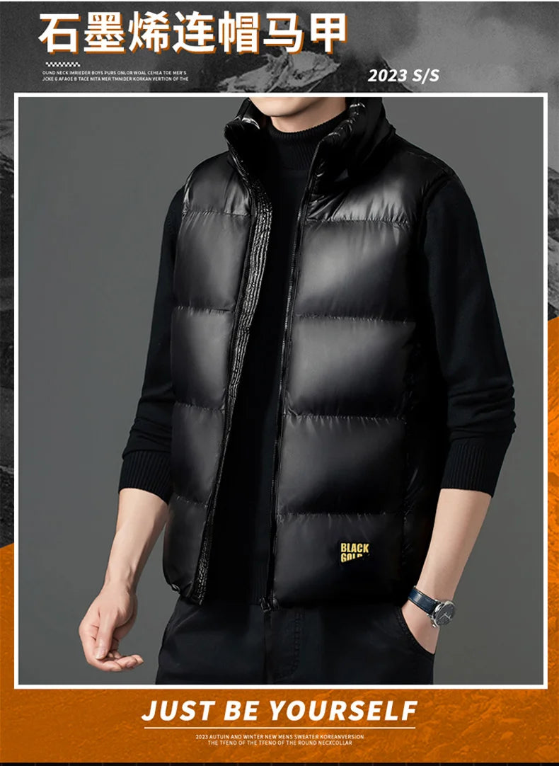 Brand Men Fashion Winter Vest Warm Coat Hooded Light Plus Size Mens Work Vests Waistcoat New Spring Autumn Sleeveless Jacket