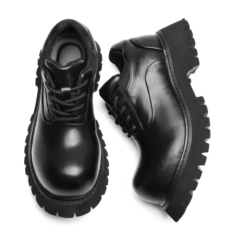 Upturned Head Platform Soles Men's and Women's Niche Couples Casual Genuine Leather Functional Wind High Street Derby Shoes