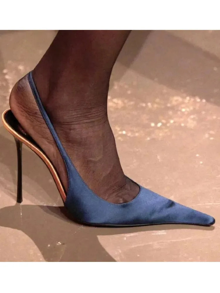 2026 Summer Women's New Pointed Shallow Mouth Sandals Fashion Show Party Wedding Women's Large Size Stiletto Sandals