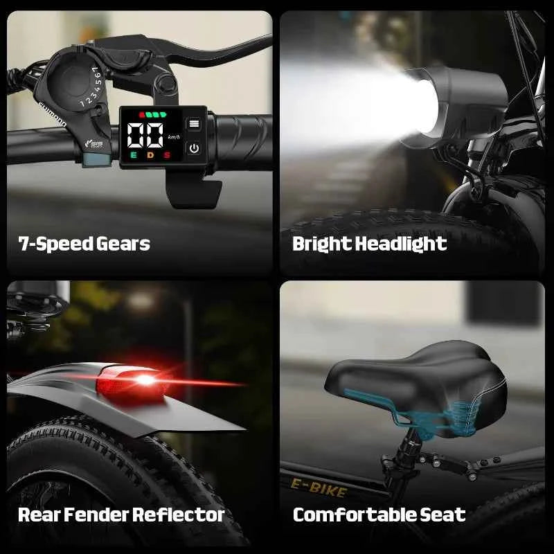 500W Adult Electric Bike 25MPH 48V15AH Mountain Electric Bicycle Outdoor Sports 26 Inch Fat Tire Motorcycle E Bike