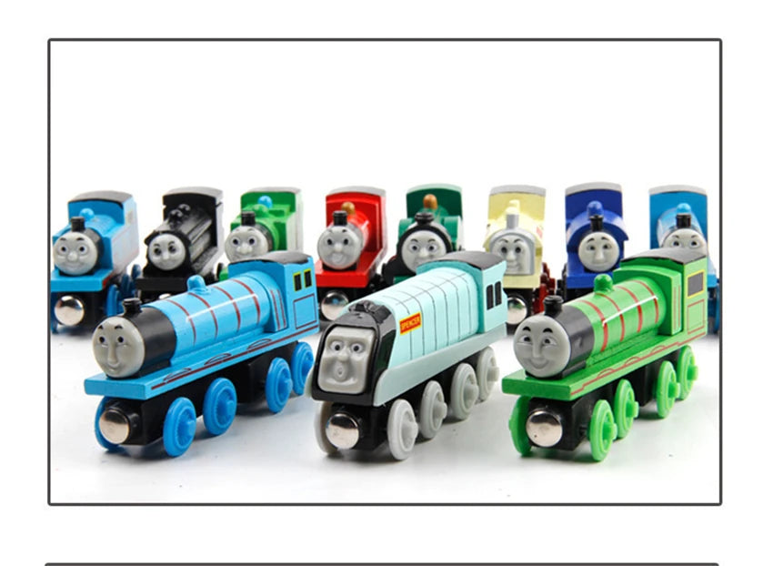 10Pcs/Set Magnetic Wooden Trains Toys Track Railway Vehicle Wood Locomotive Carriage Model For Thomaing Train Toy Gift Children