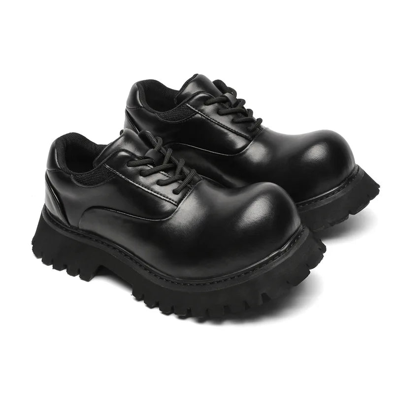 Upturned Head Platform Soles Men's and Women's Niche Couples Casual Genuine Leather Functional Wind High Street Derby Shoes