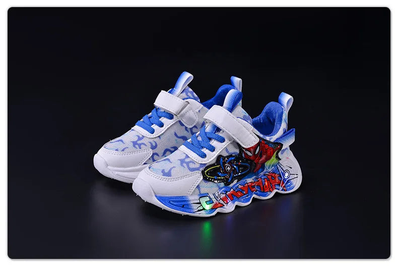 Kids'Casual Shoes Sneakers Led Light Cartoon Mesh For Boys Anti-slip Breathable Soft Bottom  Velcro Blue Red Shoes Size 21-30