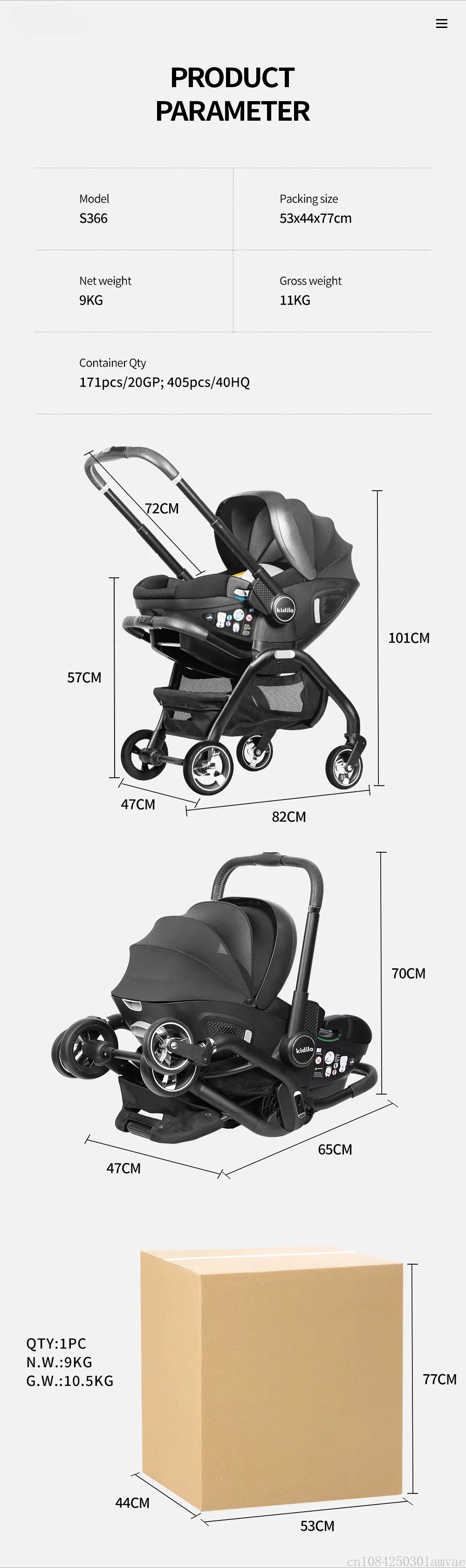 3 in 1 Newborn Baby Stroller Portable Child Car Seat Luxury Baby Stroller Foldable Baby Carriage two-way adjustable armrests
