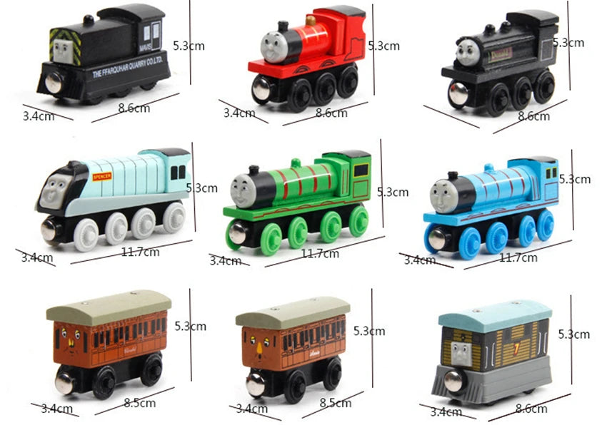 10Pcs/Set Magnetic Wooden Trains Toys Track Railway Vehicle Wood Locomotive Carriage Model For Thomaing Train Toy Gift Children