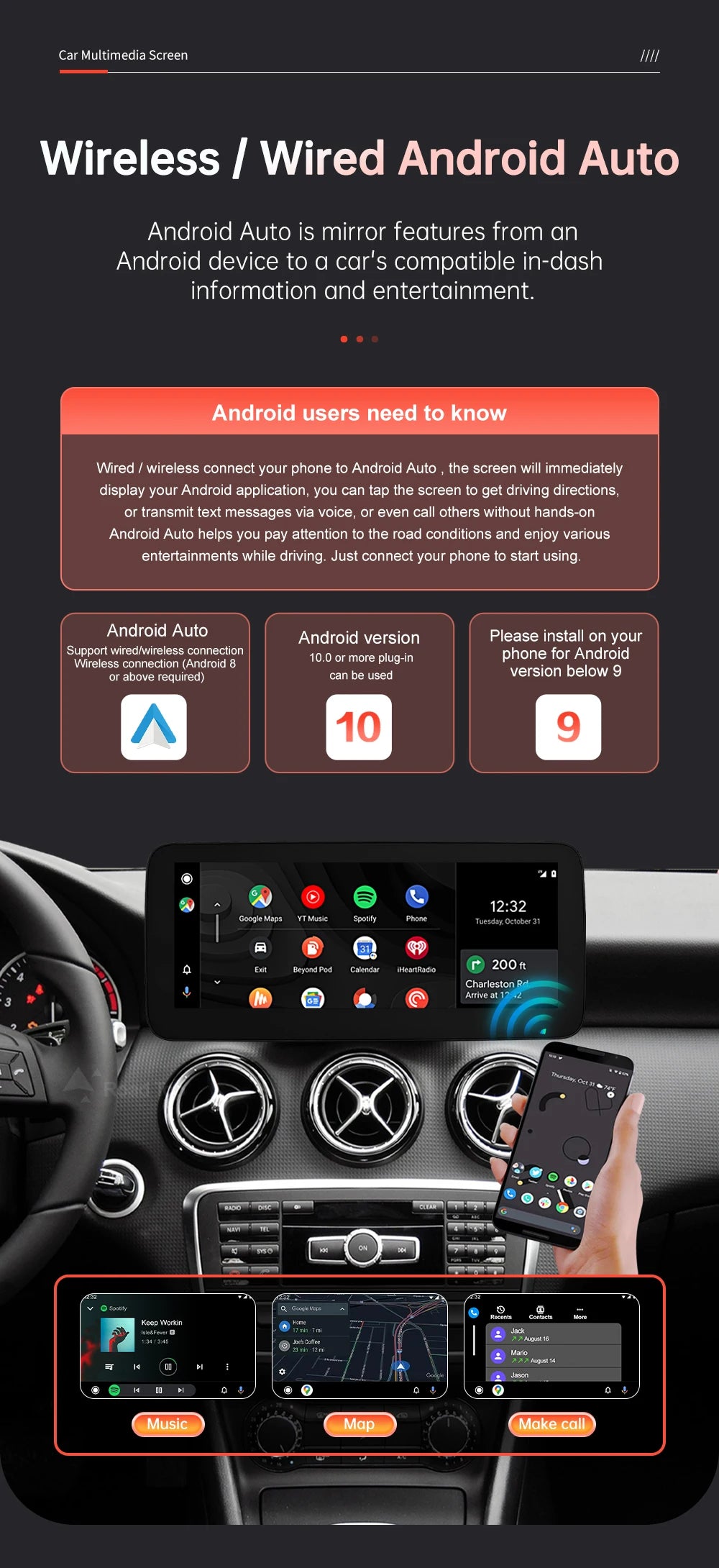 1920*720 Touch Screen Display Multimediale Per Auto Per Benz AB CLA GLA W176 W463 W246 2013-2015 NTG4.5 Wireless Carplay Android Auto